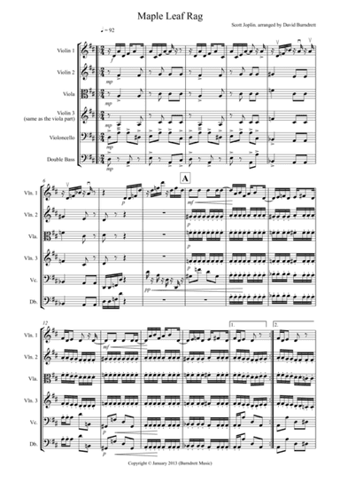 Maple Leaf Rag for String Orchestra (arr. David Burndrett)