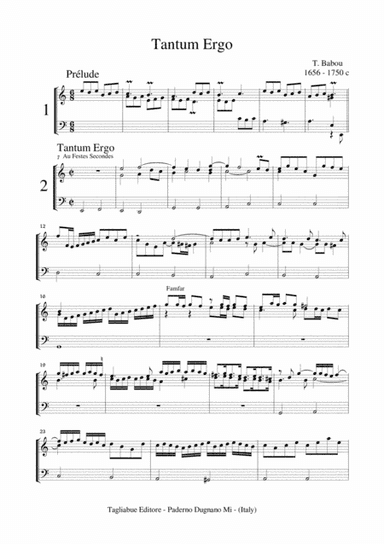 TANTUM ERGO - T. Babou - For organ 3 staff (arr. Marcello Meneguzzo)