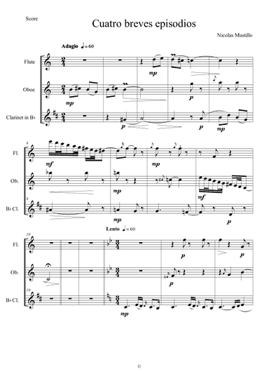 Cuatro breves episodios para fluta, oboe y clarinete en Sib