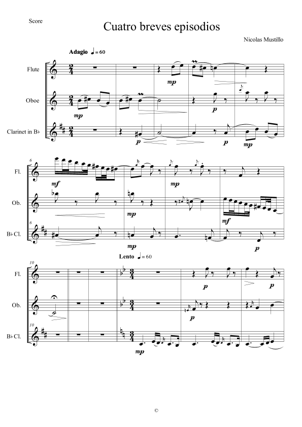Cuatro breves episodios para fluta, oboe y clarinete en Sib