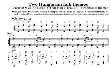 Anonymous - Two Hungarian folk themes - G-clef piano (GCP) with PMS arr (arr. Andrei Lucian Dragoi)