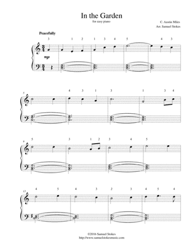 In the Garden (I Come to the Garden Alone) - for easy piano (arr. Samuel Stokes)