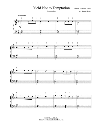 Yield Not to Temptation - for easy piano (arr. Samuel Stokes)