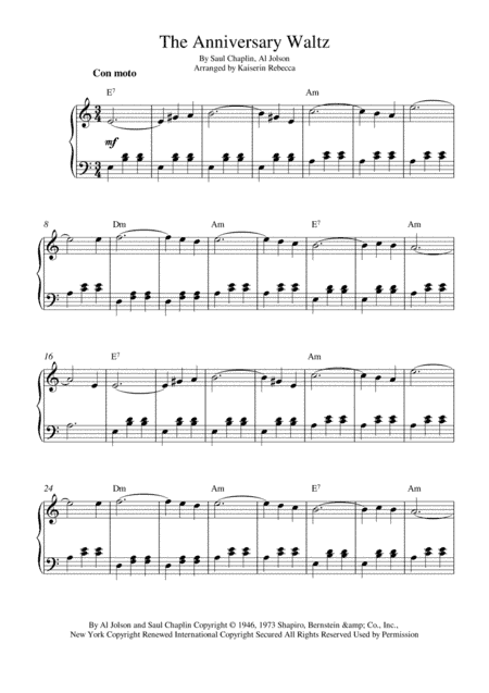 The Anniversary Waltz (arr. Kaiserin Rebecca)