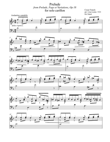 Prelude for Carillon (D min)  from Prelude, Fugue et Variation, Op 18 (arr. Lisa Lonie)
