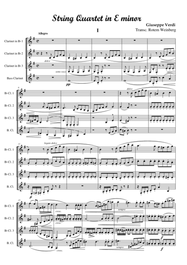 Quartet in E minor, mvmt.1 (Clarinet Quartet) (arr. Rotem Weinberg)