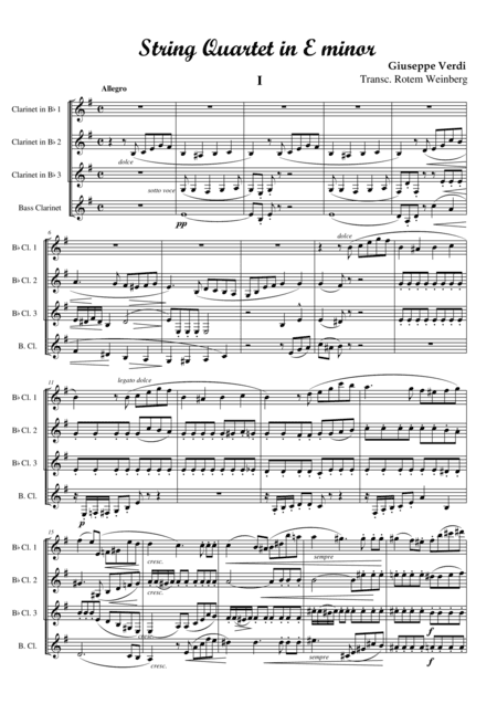 Quartet in E minor, mvmt.1 (Clarinet Quartet) (arr. Rotem Weinberg)