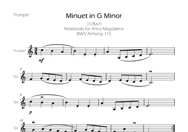 Minuet in G minor BWV Anh. 115 - Bach - Trumpet (arr. Ygor Nunes)