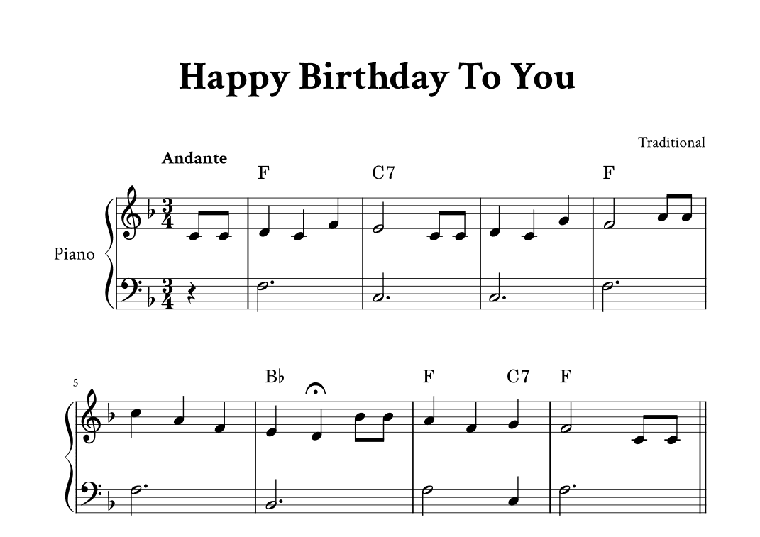 Happy Birthday To You - Easy Piano in F (arr. Yuri Noronha)