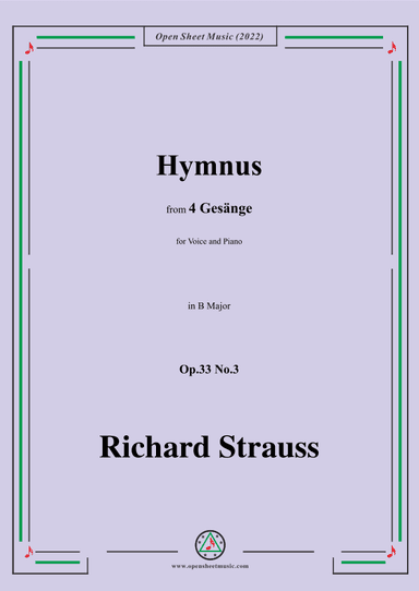 Richard Strauss-Hymnus,in B Major,Op.33 No.3 (arr. OSM Press)