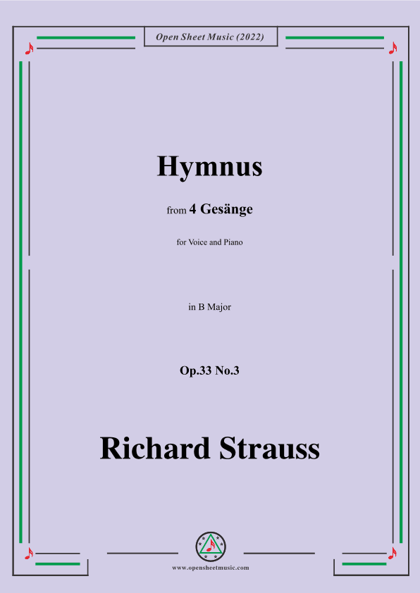 Richard Strauss-Hymnus,in B Major,Op.33 No.3 (arr. OSM Press)