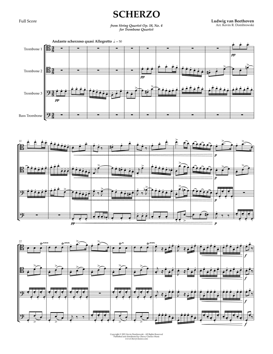 Scherzo from Op. 18 No. 4 for Trombone Quartet (arr. Kevin Kombrowski)