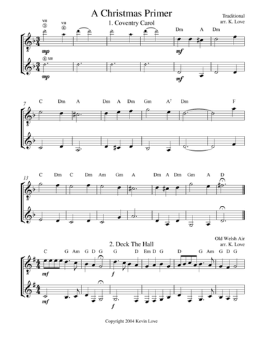 A Christmas Primer (Guitar Duo) - Score and Parts (arr. Kevin Love)