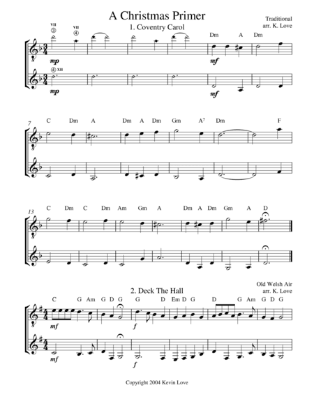 A Christmas Primer (Guitar Duo) - Score and Parts (arr. Kevin Love)