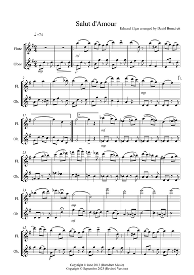 Salut d' Amour for Flute and Oboe Duet (arr. David Burndrett)