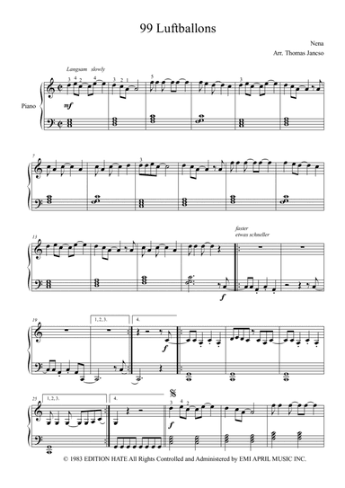 99 Red Balloons (99 Luftballons) (arr. Thomas Jancso)