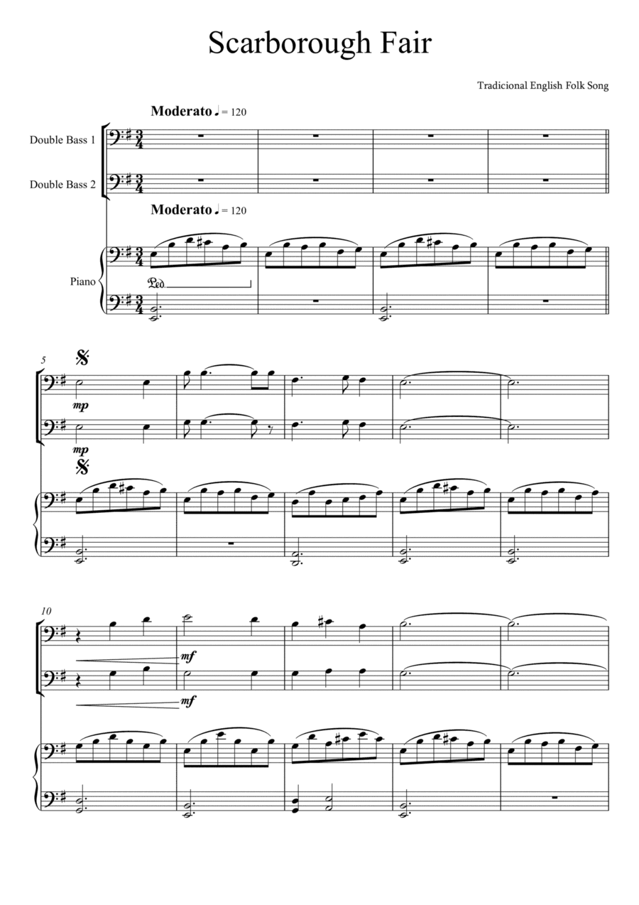 Scarborough Fair - Traditional English Folk Song (Double Bass Duet) (arr. André Laitano)