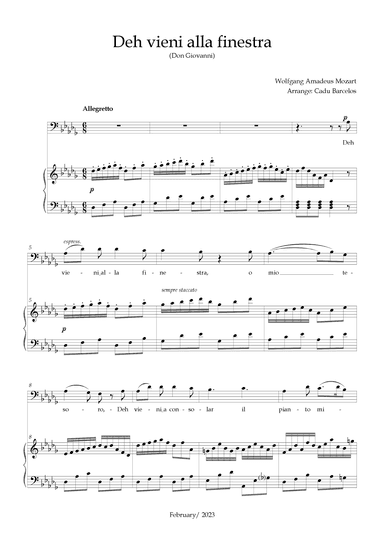 Deh vieni alla finestra (Don Giovanni) Mozart - Db Major (BARITONE) (arr. Cadu Barcelos)