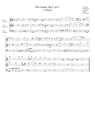 Trio sonata, Op.3, no.7 (arrangement for 3 recorders) (arr. Gil Garty)