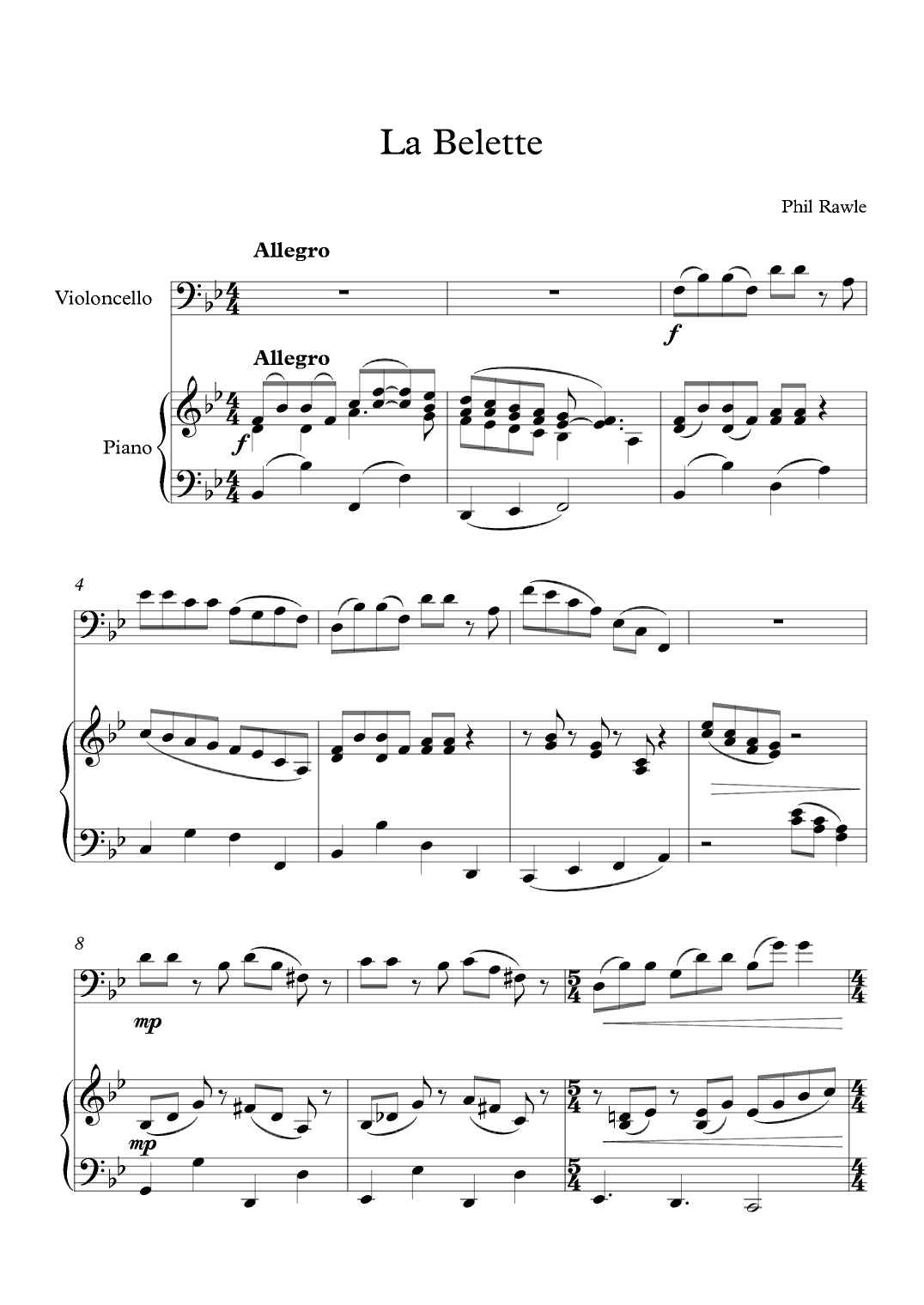 La Belette - 'Cello and Piano