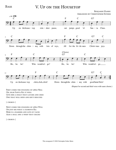 Up on the Housetop for Bass Voice (arr. Christopher Esther)