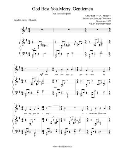 God Rest You Merry, Gentlemen, High Voice, arr. Brenda Portman (arr. Brenda Portman)