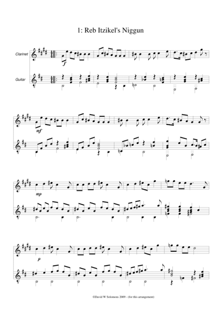 Reb Itzikel's niggun (Song of Rabbi Ezekiel) for clarinet and guitar (arr. David Warin Solomons)