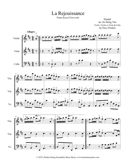 La Rejouissance for String Trio (arr. Dave Prudon)