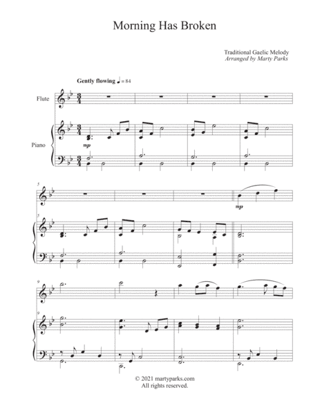 Morning Has Broken (Flute-Piano) (arr. Marty Parks)
