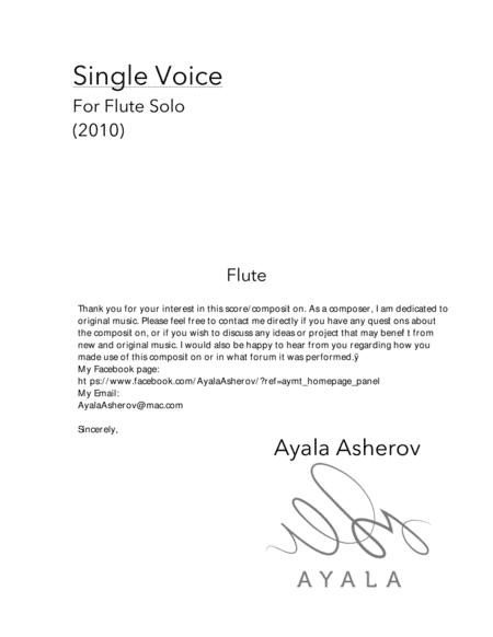 Single Voice - For Flute Solo
