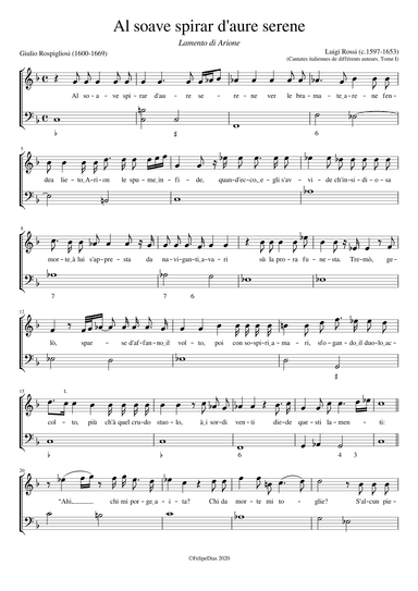 Lamento di Arione: Al soave spirar d'aure serene (arr. Early Music Scores)