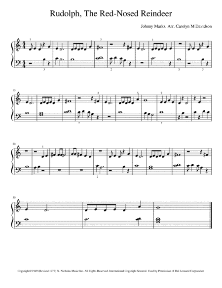 Rudolph The Red-nosed Reindeer (arr. Carolyn M Davidson)