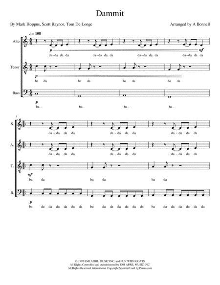 Dammit (arr. A Bonnell)