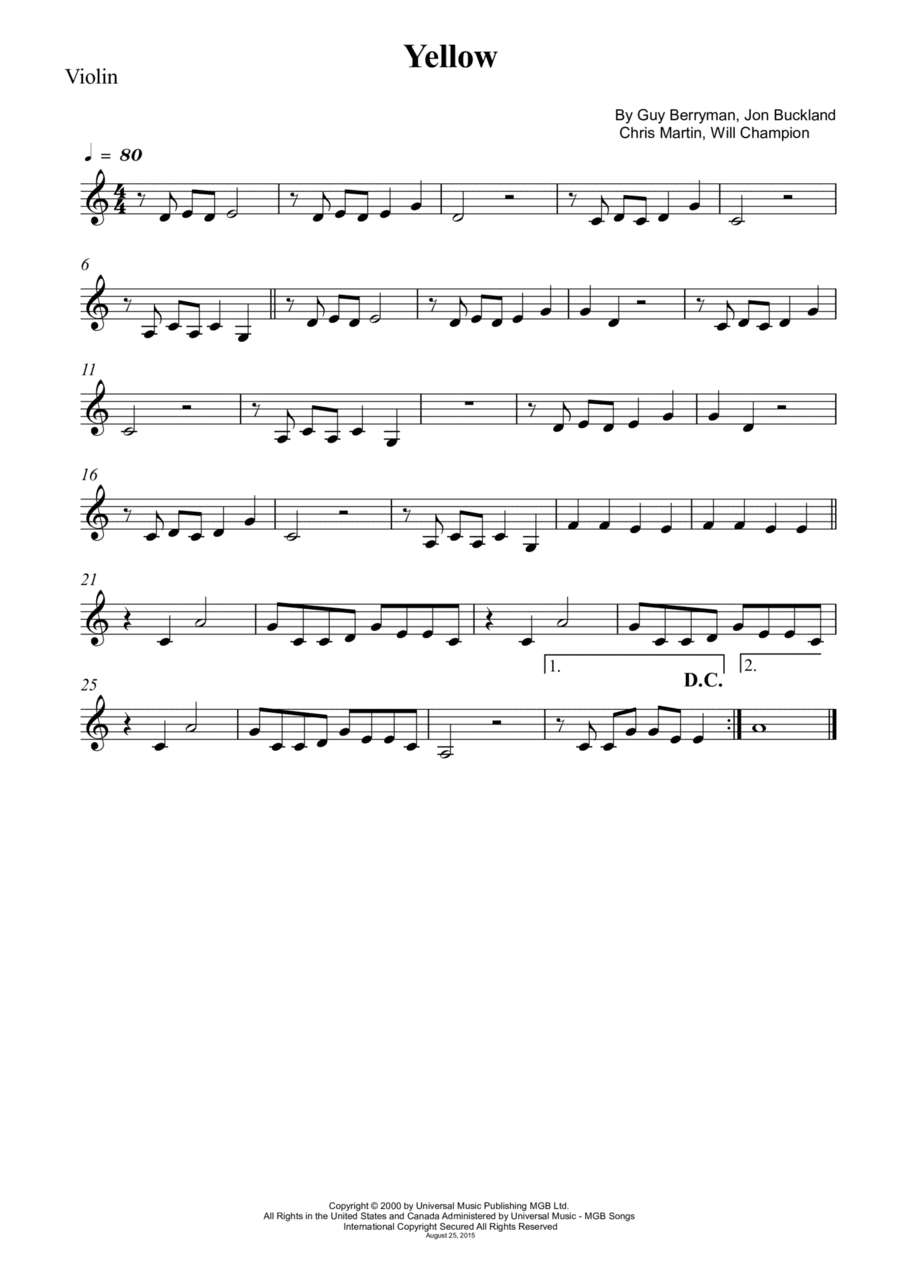 Yellow (arr. Wesley S. SIlva)