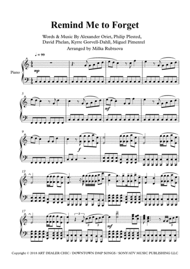 Remind Me To Forget (arr. Milka Rubtsova)