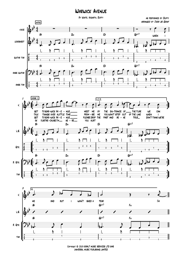 Warwick Avenue (arr. Joeri de Graaf Muziekproducties)