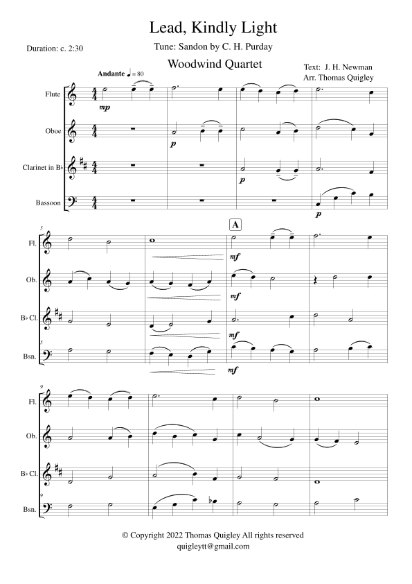 Lead, Kindly Light (arr. Thomas Quigley)