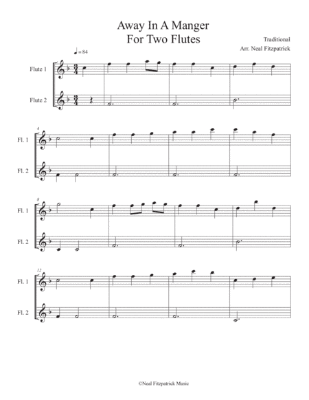 Away In A Manger For Two Flutes (arr. Neal Fitzpatrick)
