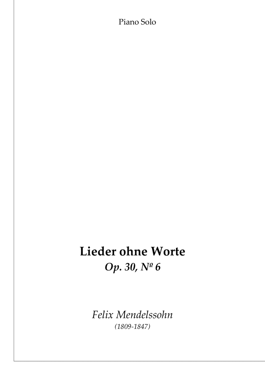 Lieder ohne Worte (Op. 30, Nº 6) (piano solo) (arr. Passoni Music)
