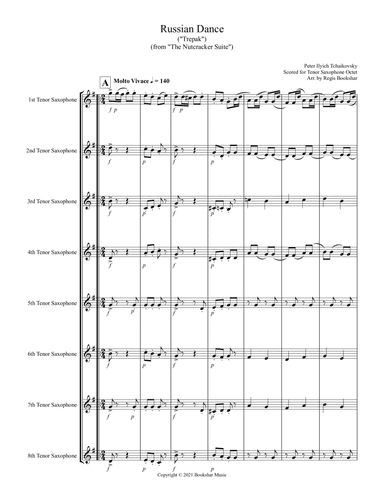 Russian Dance ("Trepak") (from "The Nutcracker Suite") (F) (Tenor Saxophone Octet) (arr. Regis Bookshar)