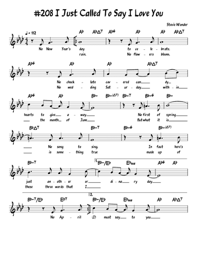 I Just Called To Say I Love You (arr. John Fries)