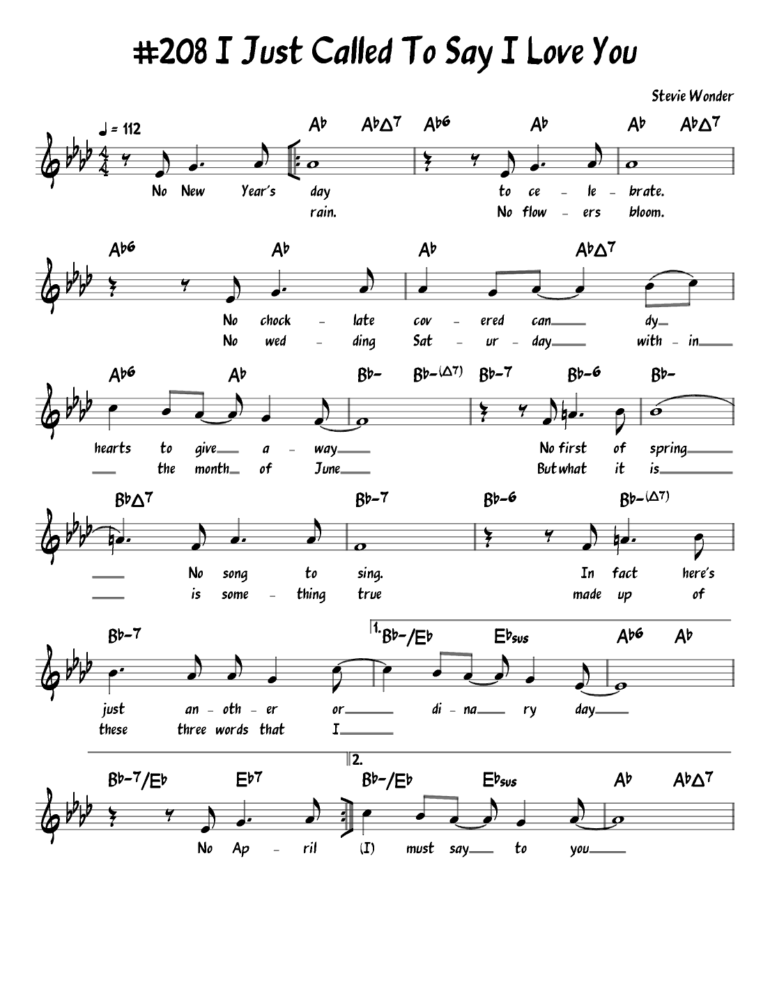 I Just Called To Say I Love You (arr. John Fries)