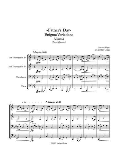 Father's Day. Enigma Variations Nimrod (Brass Quartet) (arr. Jordan Grigg)