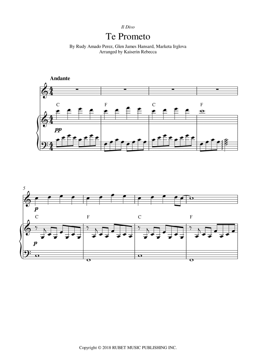 Te Prometo (falling Slowly) (arr. Kaiserin Rebecca)
