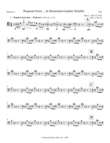 Requiem Octet ... In Memoriam Gunther Schuller (2015) 1st bassoon part