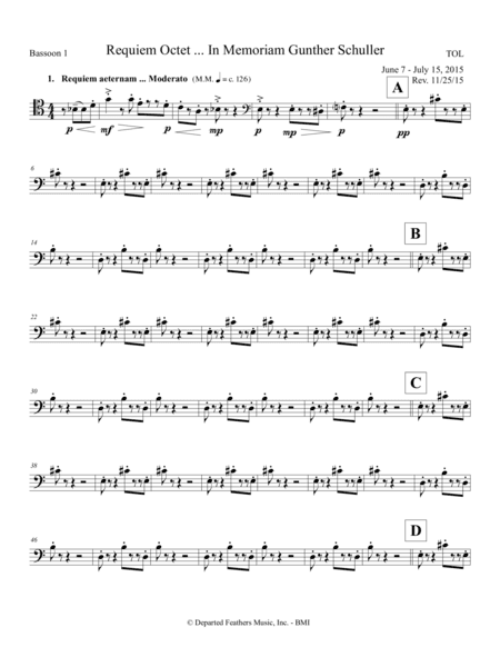 Requiem Octet ... In Memoriam Gunther Schuller (2015) 1st bassoon part
