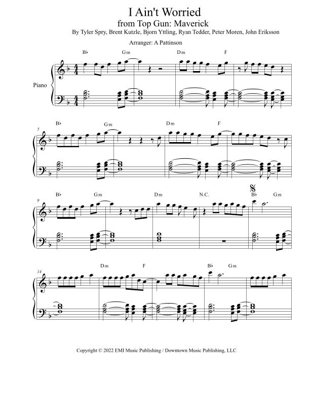 I Ain't Worried (arr. Andrew Pattinson)