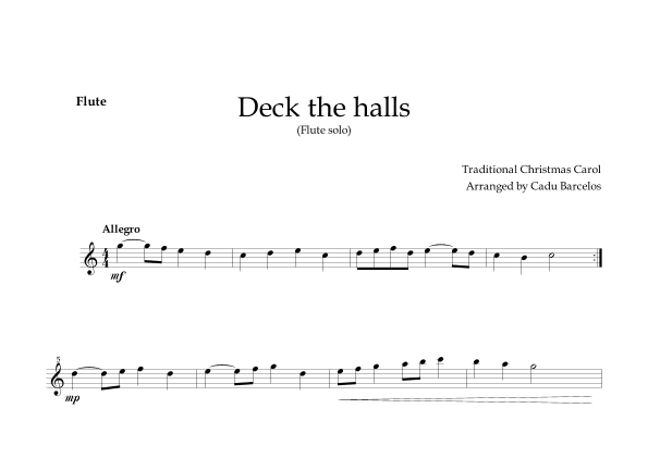 Deck the Halls (Flute solo) (arr. Cadu Barcelos)