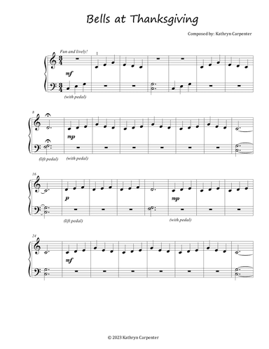 Bells at Thanksgiving (Easy Piano)