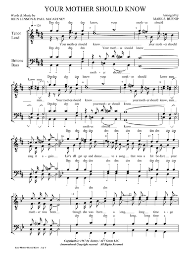 Your Mother Should Know (arr. Mark Burnip)